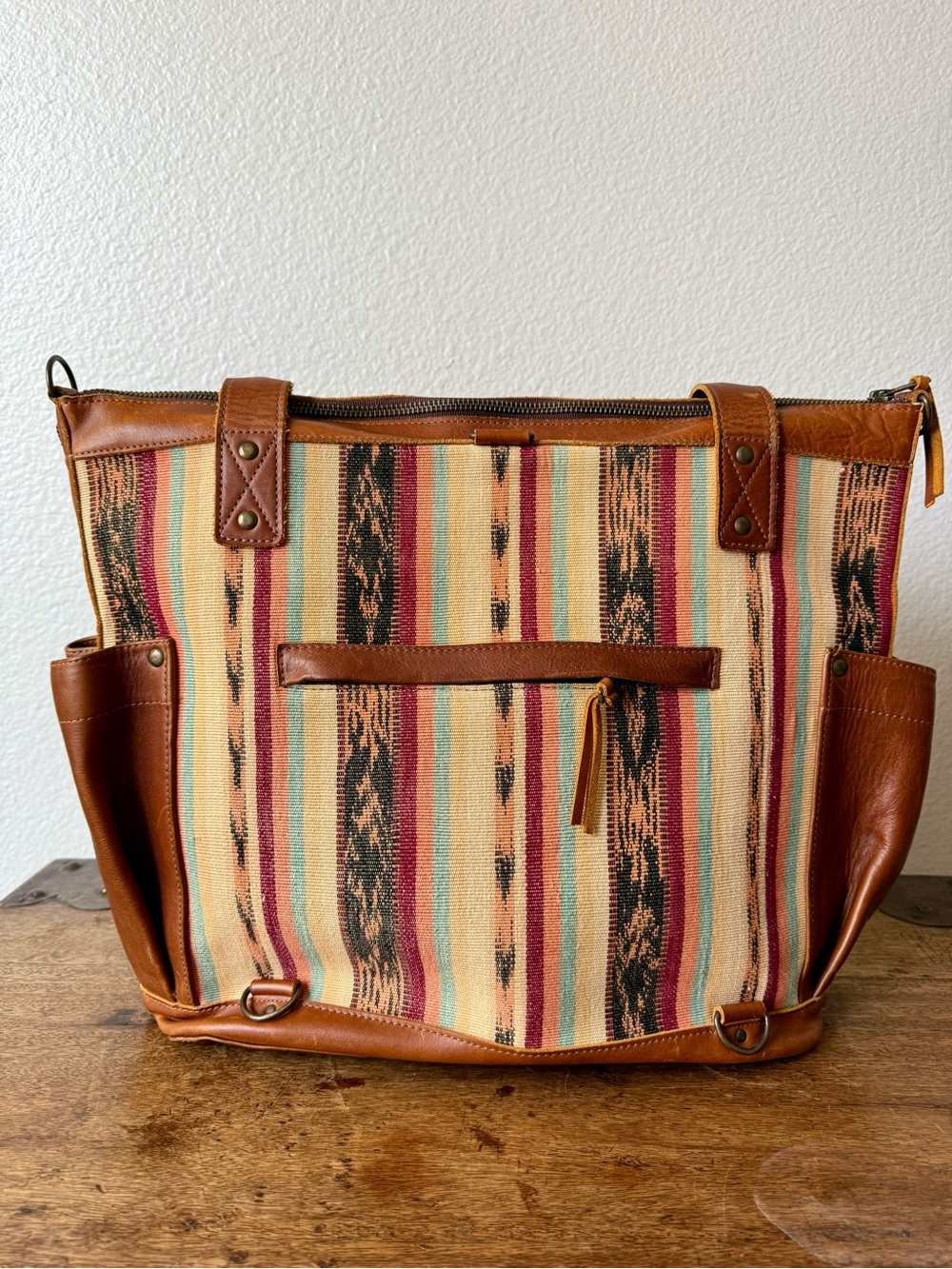 Nena & Co. Striped Guatemalan huipil and leather bag - Picture 6 of 12